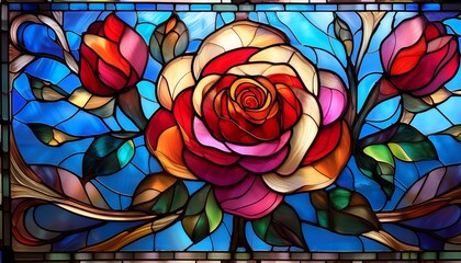 rose stained glass flower made with ai