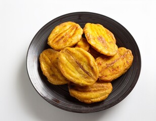 ecuadorian patacones fried plantains on white background
