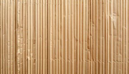 Close Up of Corrugated Cardboard Texture Showing Vertical Lines and Neutral Brown Tones Ideal for Backgrounds and Graphic Resources with Rough Texture