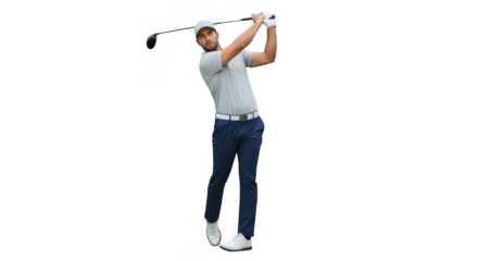 Golfer teeing off with precision