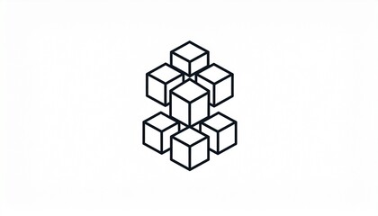 Optical illusion of stacked cubes, isometric drawing, black and white.