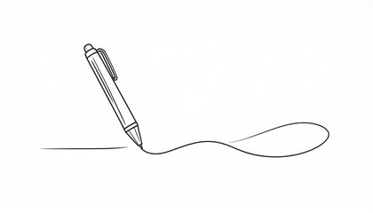 Illustration of a pen drawing a line with a loop on a white background.