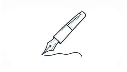 Illustration of a fountain pen writing on a surface.