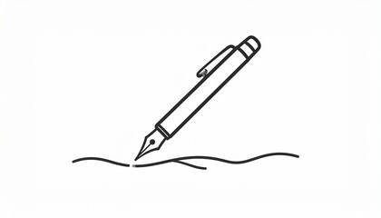 Illustration of a fountain pen writing on a surface.