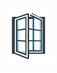 Illustration of an open window with a dark frame.