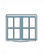 Illustration of a window with multiple panes and a light blue frame.