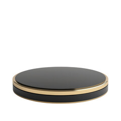Minimalist Black and Gold Two-Tiered Circular Product Display Podium isolated on transparent background Remove png