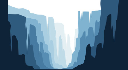 Stylized vector illustration of a massive arctic iceberg formation.