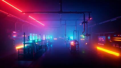 Neon Sci-Fi Lab Interior	sci-fi, neon, futuristic, lab, tech, interior, cinematic, glowing, AI, digital art
