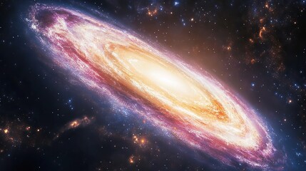 A dazzling spiraling galaxy bursting with magenta
