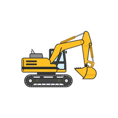 Naklejka premium Modern yellow excavator illustration ready for construction projects, representing progress, development, and powerful equipment in an easily scalable vector design