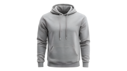 Gray hoodie isolated on transparent background a versatile and comfortable garment, perfect for casual wear, featuring a hood and pocket, providing warmth and style for everyday activities