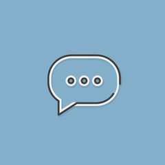 Pixelated Blue Chat Bubble with Three Dots on a Light Blue Background