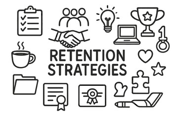 Retention Strategies Doodle. Retention Strategies. Hand-drawn doodle illustration of Retention Strategies.