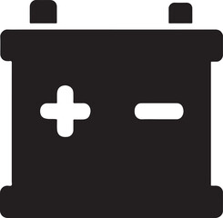 Obraz premium Battery replacement icon silhouette with positive and negative marks for automotive use.