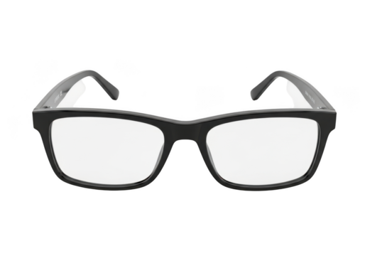 Black frame glasses isolated on transparent background, a classic and stylish eyewear choice for vision correction