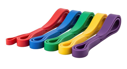 Colorful resistance bands on transparent background