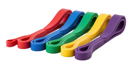 Colorful resistance bands on transparent background