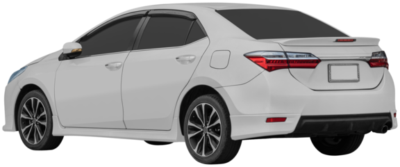 Back view white sedan car