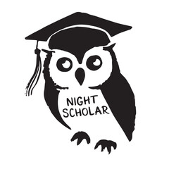 A charming owl illustration wearing a graduation cap study and wisdom