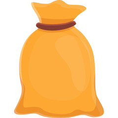 Golden drawstring money bag illustration against transparent background suitable for finance and wealth related concepts