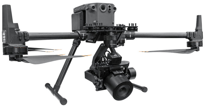 Large black camera drone