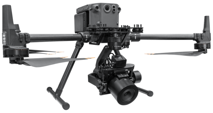 Large black camera drone