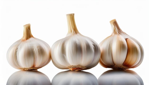 whole garlic bulbs isolated