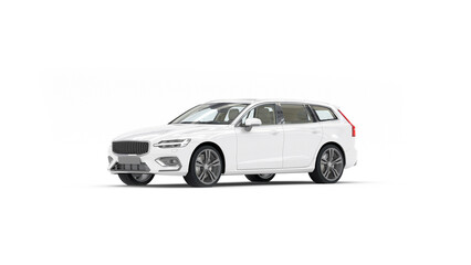 Blank White Passenger Car Collection Template for Branding and Advertising. Side and Rear Views, isolated on white backround