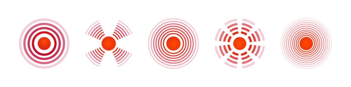 Red colored pain point symbols and icons in vector design