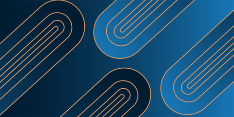 Modern dark blue abstract horizontal banner background with glowing geometric lines.