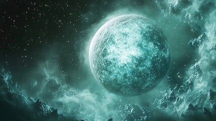 A highly detailed view of a crystal-covered dwarf planet