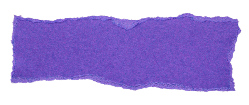 purple torn or ripped paper isolated on transparent png background,purple torn paper with yellow edges, realistic torn paper edges,ripped paper frame mockup