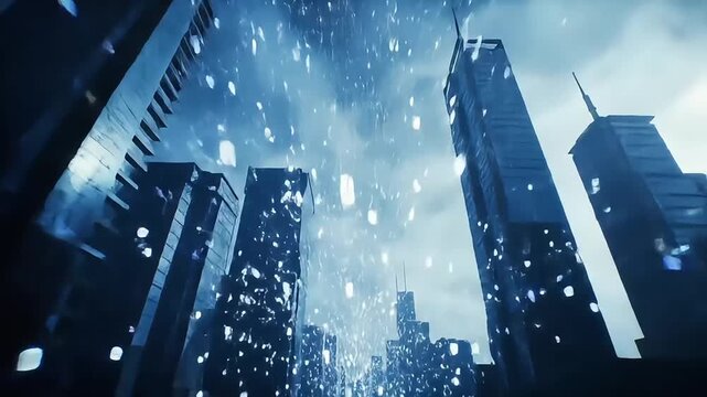 Futuristic cityscape in a glowing rain illuminating themes of urban innovation perfect for technology blog headers architectural showcases and city planning reports.