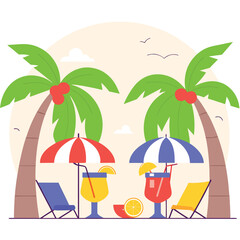 summer beach party vector  palm trees and cocktail