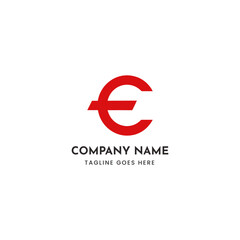 Red euro symbol logo vector illustration scalable for business branding and finance