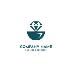 Abstract diamond jewel cup geometric logo vector graphic design scalable illustration