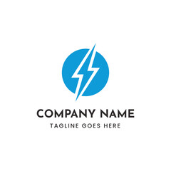 Dynamic lightning bolt icon with blue circle and placeholder text vector graphic