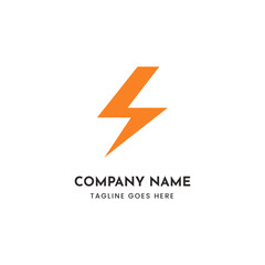 Orange lightning bolt symbol vector scalable icon for energy technology and power