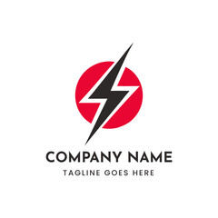 Dynamic red lightning bolt emblem vector scalable illustration for modern branding