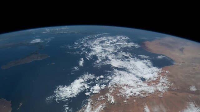 Mediterranean Sea from Space ISS Slow Motion.  Source material was provided by NASA.
