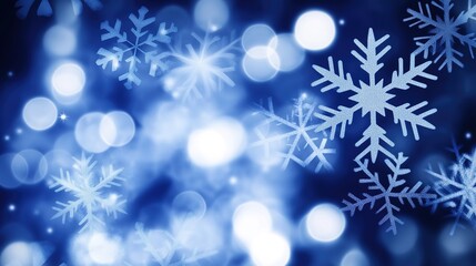 precipitation. Softly falling snowflakes in a winter scene with a cool blue atmospheric glow. travel magazines, destination branding, designed for outdoor magazines and nature guides.