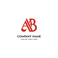 Modern red letter ab monogram logo design for corporate branding and identity