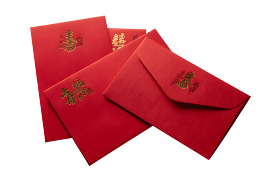 Elegant red envelopes with gold emblem for special occasions