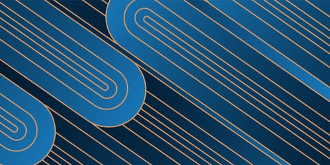 Modern dark blue abstract horizontal banner background with glowing geometric lines. Eps 10