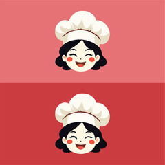 Happy Cartoon Chef Girl Head Icon