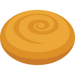 Golden Round Cinnamon Roll With Swirl Pattern On Transparent Background Isolated Top View