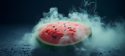 a light water melon , coming out of the smoke,generative AI
