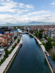 Fototapeta premium Struga Town aerial View in North Macedonia