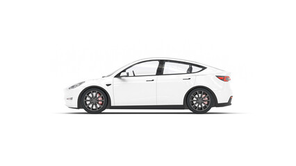 Set of Blank White Electric Vehicle (EV) Mockups Isolated. Modern Sedan, SUV, and Hatchback Car Templates. 3D Render.